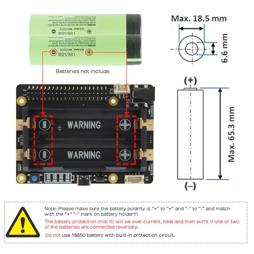 Geekworm for Raspberry Pi UPS, X728 (Max 5.1V 6A) UPS & Power Management Board with AC Power Loss Detection|Auto Power On|Safe Shutdown|Battery Capacity Reading|Low Battery Auto Shutdown|Buzzer - Image 5