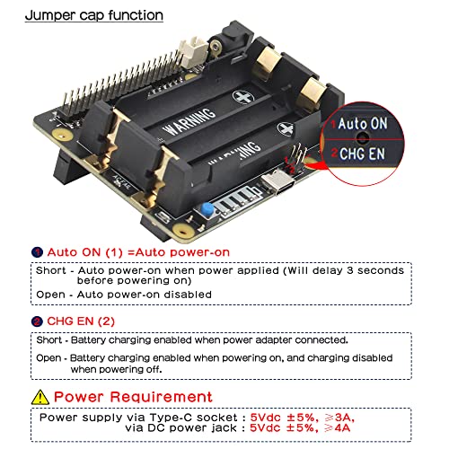 Geekworm for Raspberry Pi UPS, X728 (Max 5.1V 6A) UPS & Power Management Board with AC Power Loss Detection|Auto Power On|Safe Shutdown|Battery Capacity Reading|Low Battery Auto Shutdown|Buzzer - Image 3