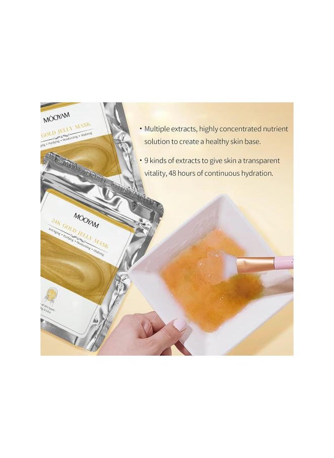 Generic - Jelly Face Mask, Peel-Off Jelly Mask Powder for Skin Care, Hydrating & Brightening Hydrojelly Mask, Peel Off Hydro Jelly Facial Mask DIY SPA Skin Care Set - 24k Gold - Image 1