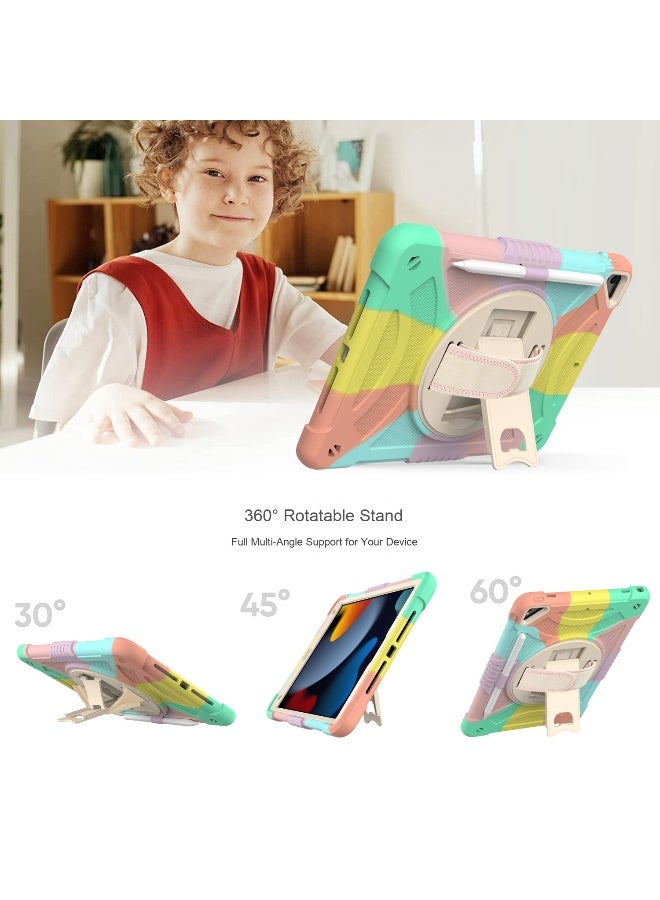NIBEMINENT Case for ipad 9th/8th/7th Generation 10.2'' Heavy Duty Screen Protector 360° Rotating Stand Handle Pencil Holder Shockproof Drop Protection Shoulder/Hand Strap Durable Kids-Friendly  - Image 2