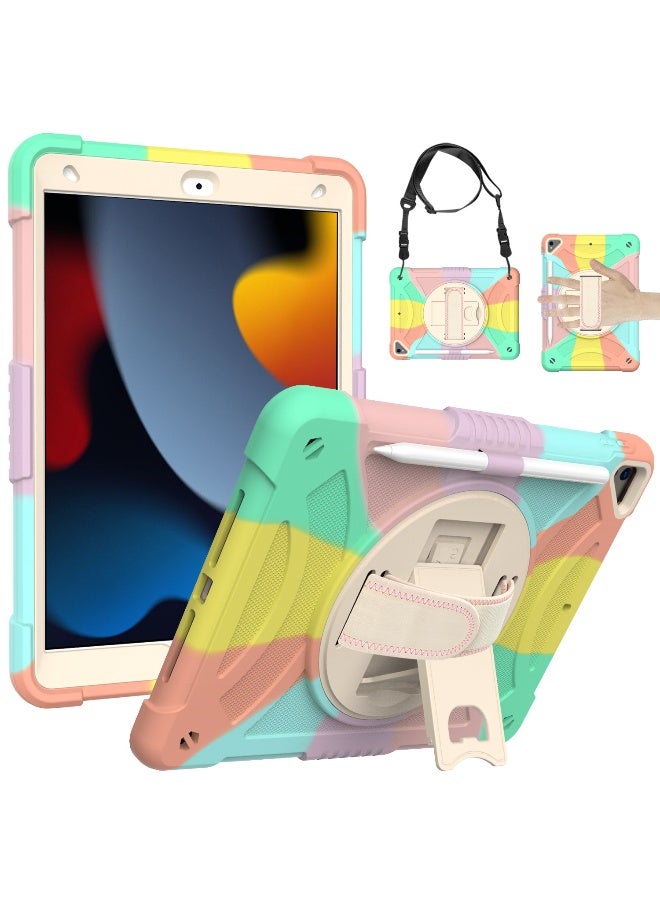 NIBEMINENT Case for ipad 9th/8th/7th Generation 10.2'' Heavy Duty Screen Protector 360° Rotating Stand Handle Pencil Holder Shockproof Drop Protection Shoulder/Hand Strap Durable Kids-Friendly  - Image 1