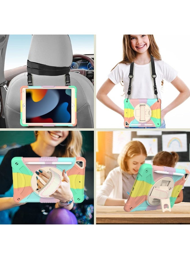 NIBEMINENT Case for ipad 9th/8th/7th Generation 10.2'' Heavy Duty Screen Protector 360° Rotating Stand Handle Pencil Holder Shockproof Drop Protection Shoulder/Hand Strap Durable Kids-Friendly  - Image 3