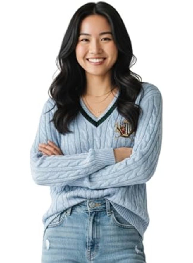 RALPH LAUREN Cableknit Women's V-Neck Sweater | Soft and Comfortable Cotton Pullover | Classic Stylish Design for Every Look - Image 3