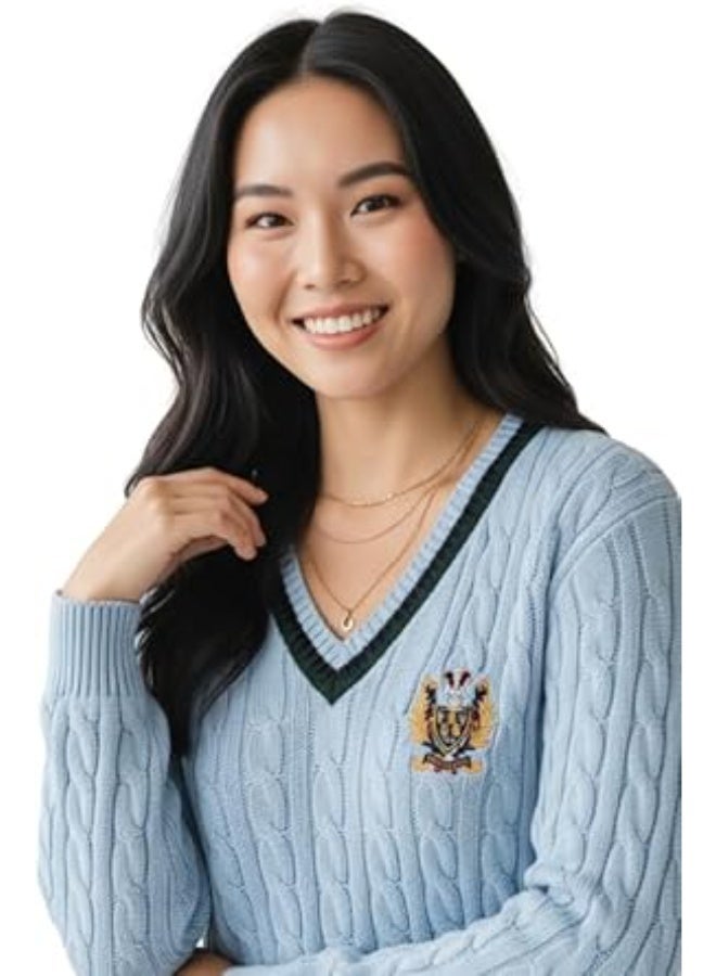RALPH LAUREN Cableknit Women's V-Neck Sweater | Soft and Comfortable Cotton Pullover | Classic Stylish Design for Every Look - Image 2
