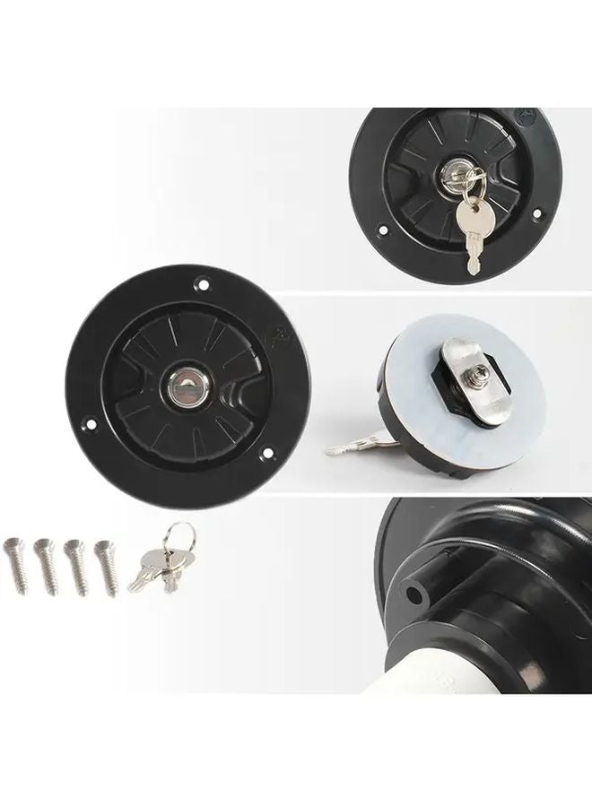 Black RV Water Inlet with Locking Mechanism Gravity Fed Port Key Screws - Image 2