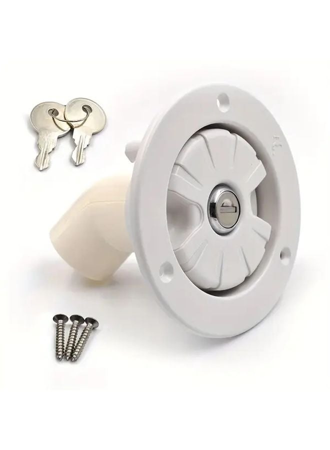 Black RV Water Inlet with Locking Mechanism Gravity Fed Port Key Screws - Image 4