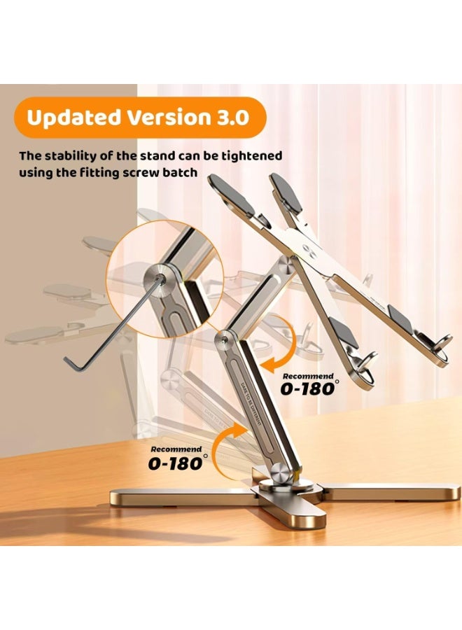Laptop Stand, Laptop Mount With 360 Rotating Base, 𝗙𝗼𝗹𝗱𝗮𝗯𝗹𝗲 And 𝗣𝗼𝗿𝘁𝗮𝗯𝗹𝗲 Laptop Riser, 𝗛𝗲𝗮𝘁 𝗗𝗶𝘀𝘀𝗶𝗽𝗮𝘁𝗶𝗼𝗻 Computer Cradle For Home And Office, (1pc, Silver) - Image 2