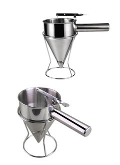 2 Pieces Pancake Batter Dispenser Stainless Steel Funnel Dispenser with Stand Holder