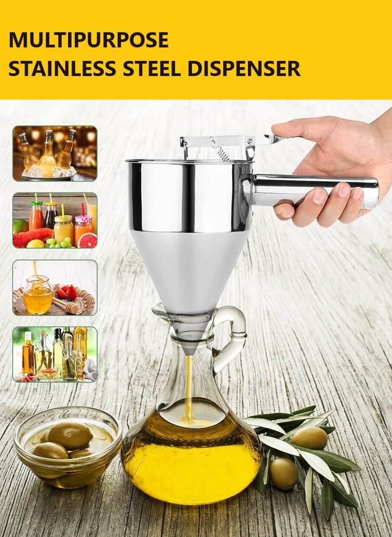 Generic - 2 Pieces Pancake Batter Dispenser Stainless Steel Funnel Dispenser with Stand Holder - Image 1