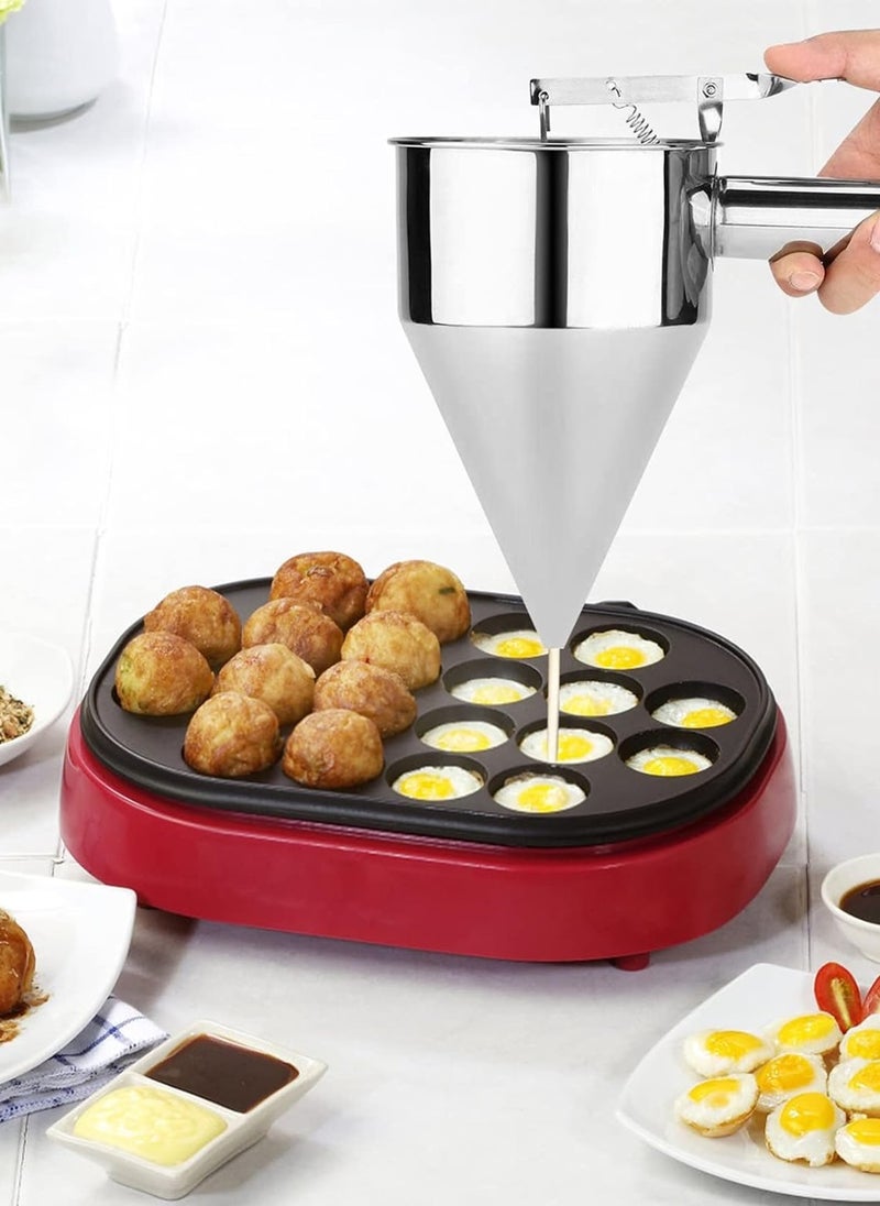 Generic - 2 Pieces Pancake Batter Dispenser Stainless Steel Funnel Dispenser with Stand Holder - Image 1