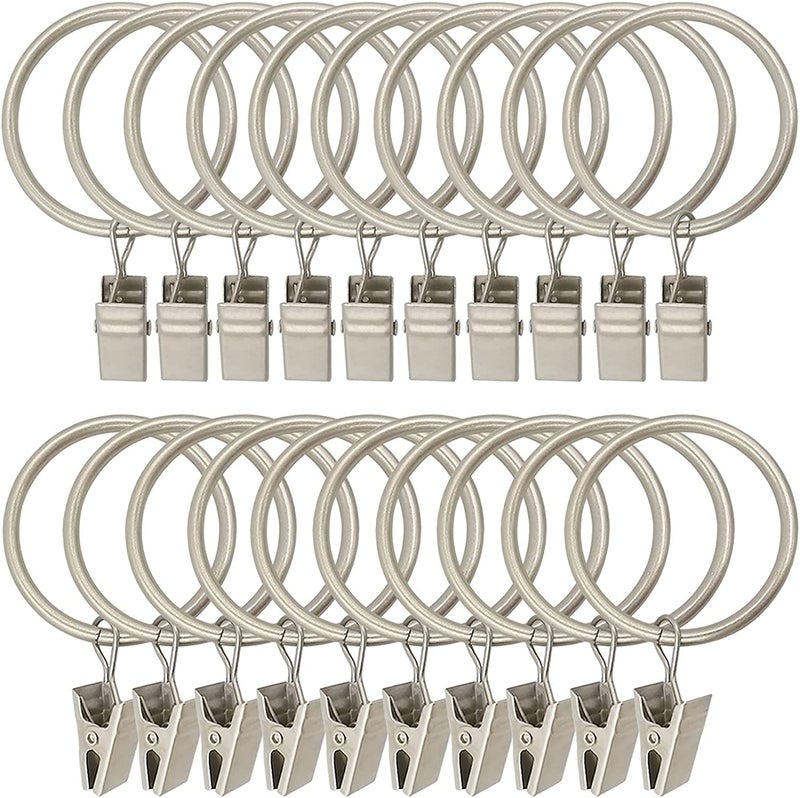 Gerhannery 30 Pack RingsCurtain Clips Strong Metal Decorative Drapery Window Curtain Ring with Clip Rustproof Vintage Compatible with up to 1 inch Drapery Rod Black Silver