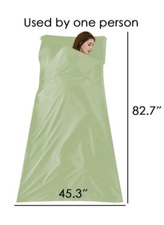 Cuken 115x210cm Sleeping Bag Liner with Storage Bag, Camping Travel Home Bed Sheet, Lightweight Breathable Hotel Compact Sacks (Green)  - Image 2