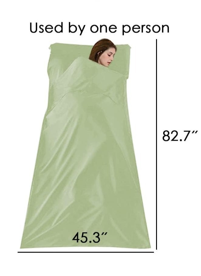 Cuken 115x210cm Sleeping Bag Liner with Storage Bag, Camping Travel Home Bed Sheet, Lightweight Breathable Hotel Compact Sacks (Green)  - Image 2