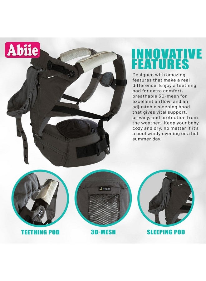 Abiie Huggs Baby Carrier With Hip Seat 3 Months To Toddler Approved By U.S. Safety Standards Healthy Sitting Position (Mposition) Front Facing Hip Hugger Back Baby Carrier 100% Cotton Grey - Image 5