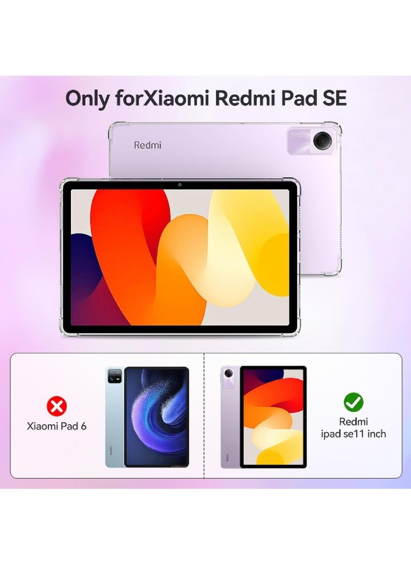 كابتن تيك متوافق مع حافظة Xiaomi Redmi Pad SE الشفافة مقاس 11 بوصة - إصدار 2023، غطاء مرن مقاوم للصدمات وغطاء حماية شفاف من مادة TPU لهاتف REDMIPAD SE - Image 2
