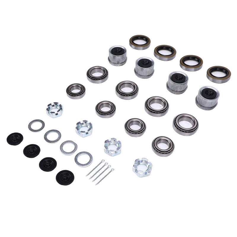 4 Sets 3500 LB Boat Trailer Axle Bearing Kits L68149 Grease Seals Spindle Nuts 1.98in Dust Covers Rubber Plugs Cotter Pins Washers for 84 Spindle - Image 5