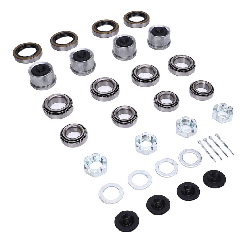 4 Sets 3500 LB Boat Trailer Axle Bearing Kits L68149 Grease Seals Spindle Nuts 1.98in Dust Covers Rubber Plugs Cotter Pins Washers for 84 Spindle - Image 4