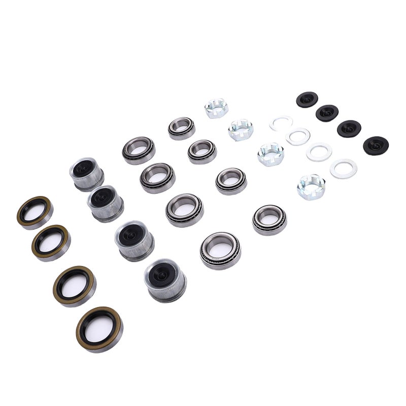 4 Sets 3500 LB Boat Trailer Axle Bearing Kits L68149 Grease Seals Spindle Nuts 1.98in Dust Covers Rubber Plugs Cotter Pins Washers for 84 Spindle - Image 2
