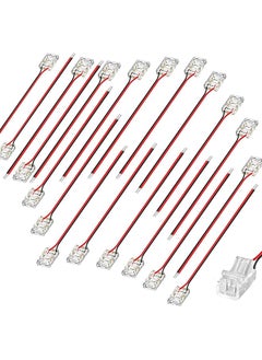 The Bros 10mm 2Pin 20Packs COB LED Strip Connectors,Solderless Strip to Wire Connectors + 10cm Cable-Gapless Connection for 10mm Single Color COB LED Strips 