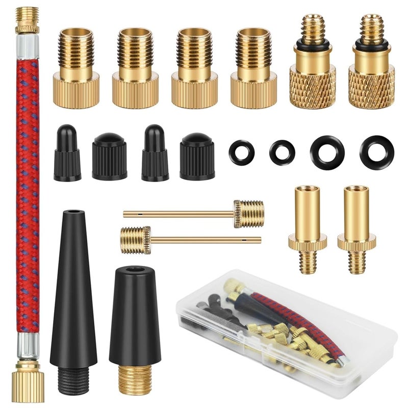 STHIRA ® Bicycle Valve Adapter Kit with Box Set of 21Pcs French Valve Adapter Kit,Universal Bicycle Adapters Car,Air Pump - Image 1