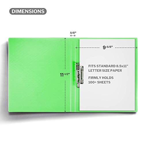 CRANBURY Punchless Clamp Binder (4-Pack, Assorted Colors), Ringless Binder Holds 100 Letter Size Pages, Documents, 8.5x11 Folder with Metal Clip for Home or Office, Transparent Acid-Free Poly - Image 5