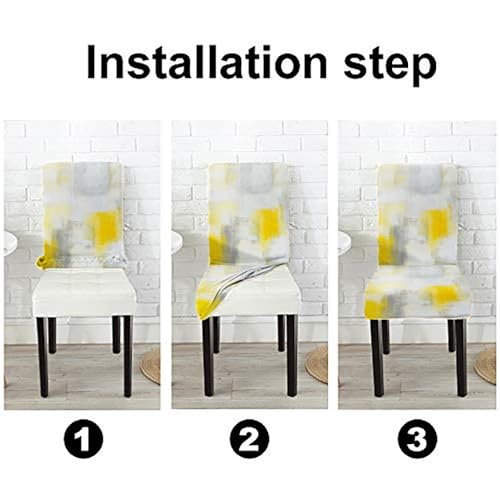 CAPSCEOLL Yellow and Grey Chair Covers Foros para Sillas De Comedor Set 4 Decoration Dining Chair Covers Removable Washable Parson Chair Covers for Dining Room Living Room Kitchen - Image 5