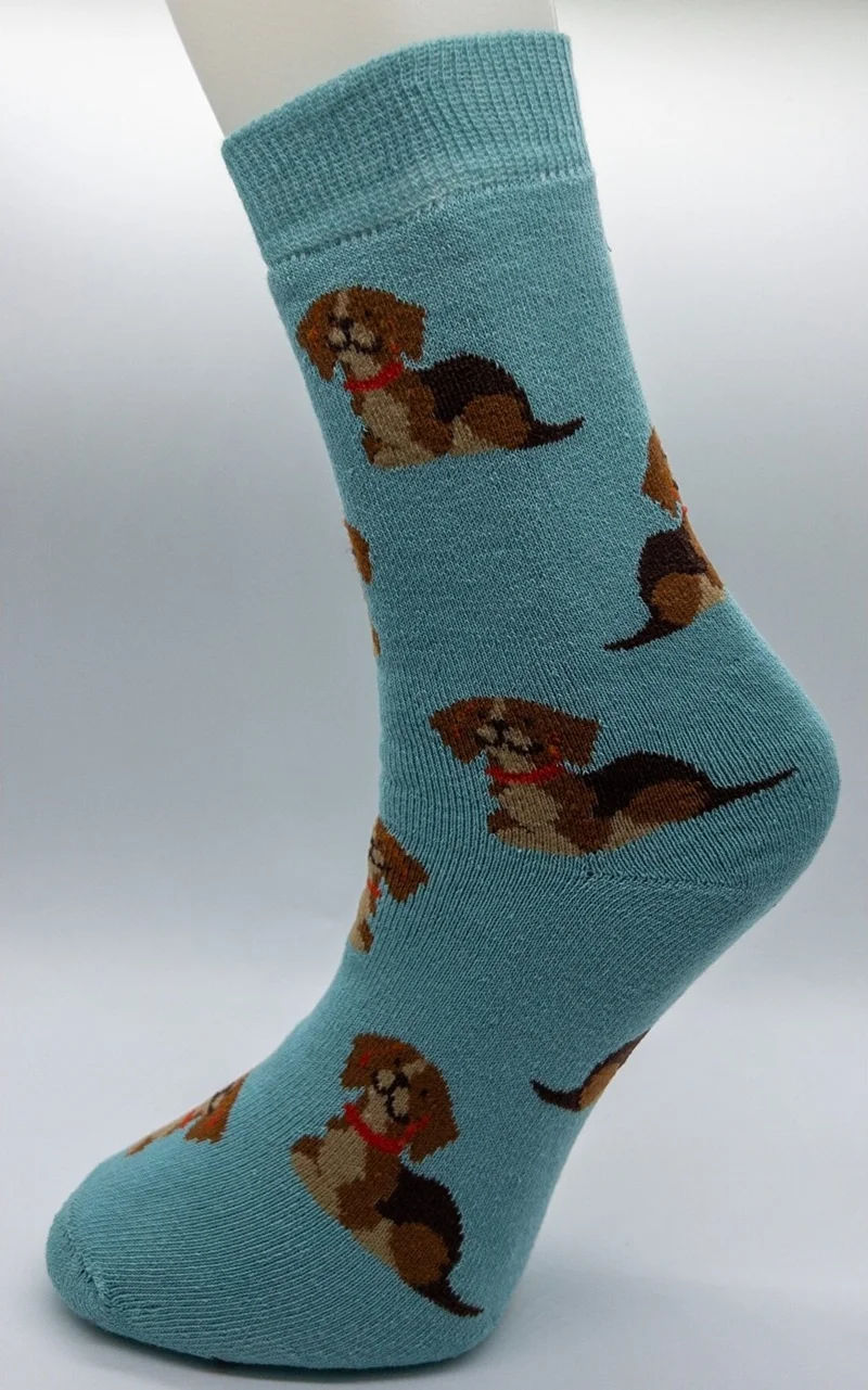 سيهو سوكس Daily 3 Pairs Women's Full Towel Soft Fun Dog Patterns Winter Socket Socks