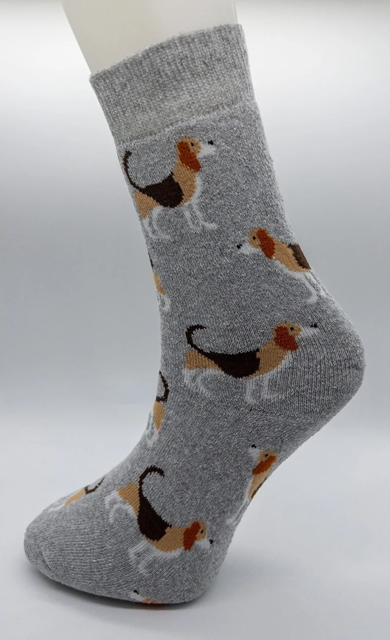 سيهو سوكس Daily 3 Pairs Women's Full Towel Soft Fun Dog Patterns Winter Socket Socks