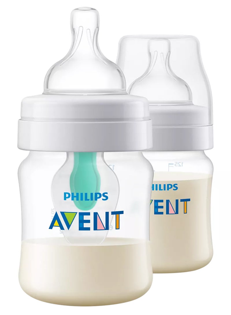 Philips Avent Anti-Colic With AirFree Vent Bottles 0M+, 125ml, Pack Of 2 - Clear - Image 1