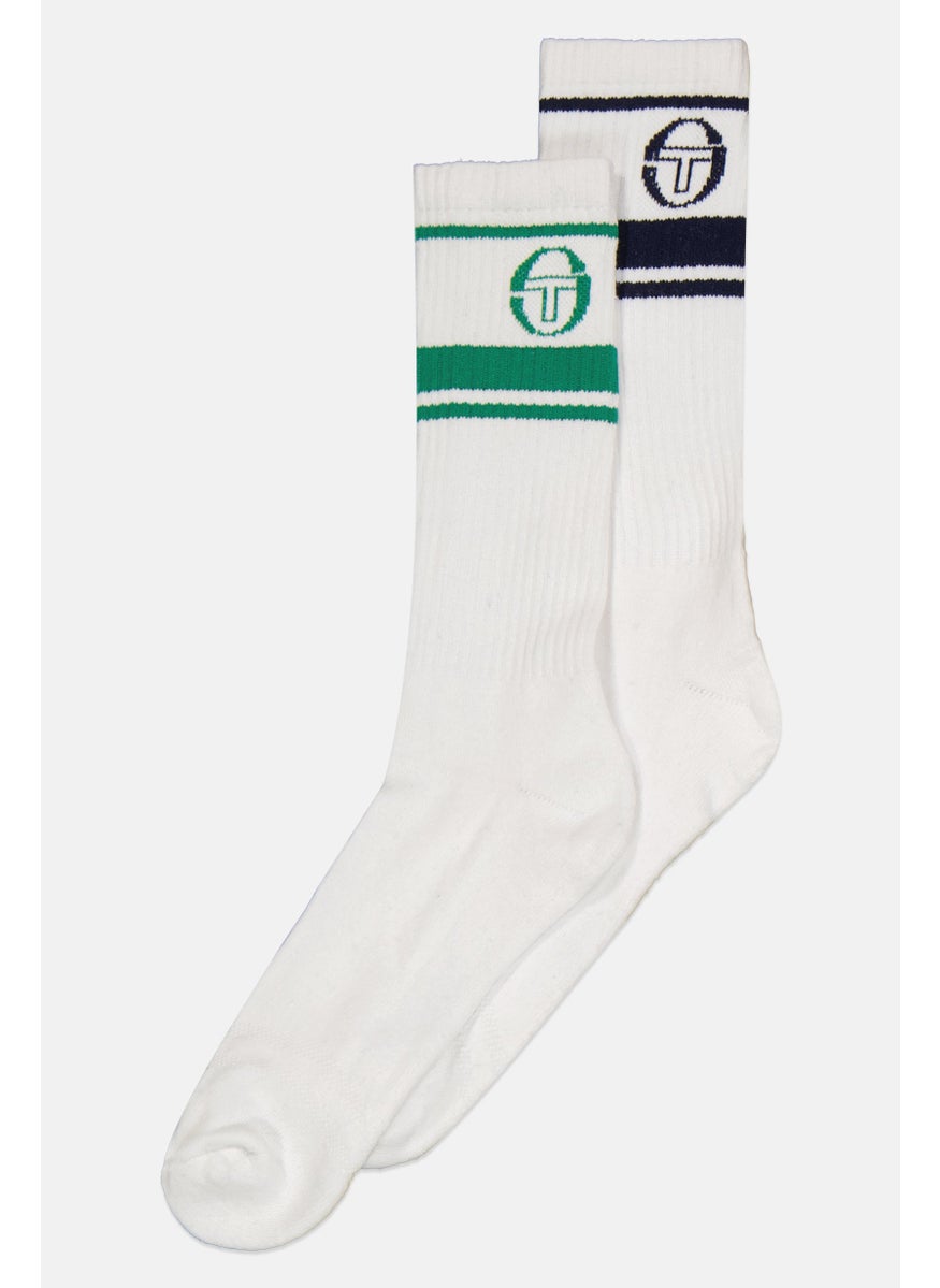 Sergio Tacchini Men 2 Pair Brand Logo Crew Socks, White  - Image 2