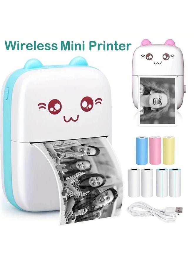 Pink Wireless Mini Thermal Printer Portable USB Rechargeable For Photo Label Printing - Image 2