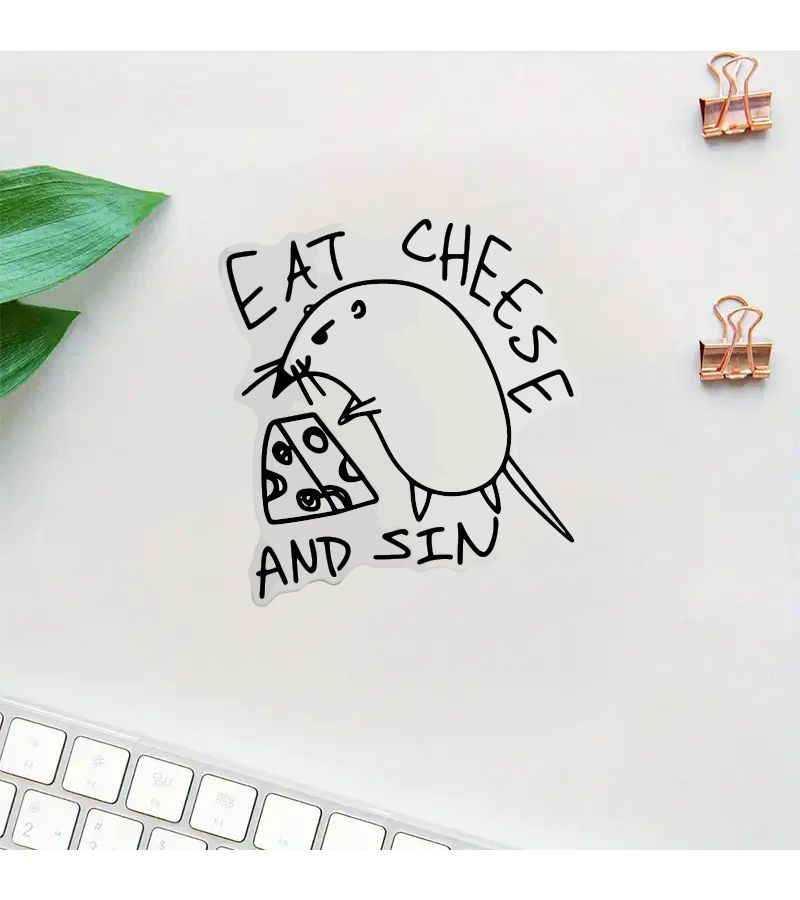 HAILUREY Cheese Eating Guilty Expression Stickers 1pc Scratch Resistant For Laptop Car - Image 2