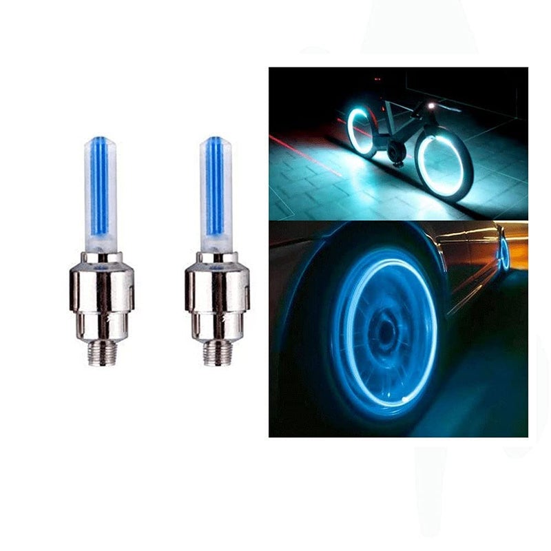 VISTAR Car/Bike/Bicycle Tyre Led Light Rim Valve Cap Flashing With Motion Sensor Blue Color (Set Of 2 Pcs) - Image 1