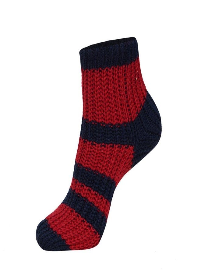 VINSON Girls Calf Length Wool Socks Plain Wool Socks Winter Vintage Warm Soft Thick Knit Wool- Red (Pack of 1 Free Size) - Image 1