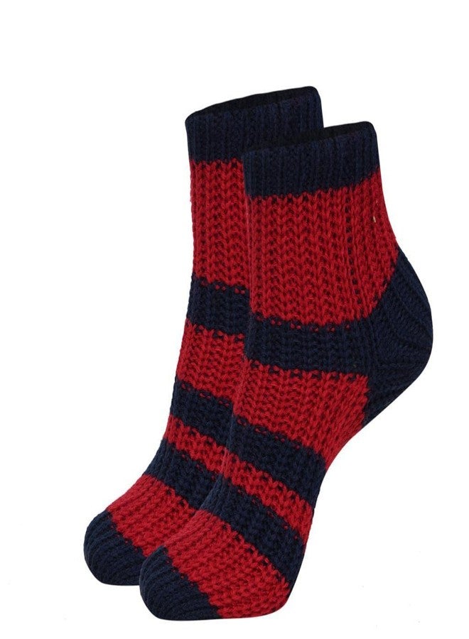 VINSON Girls Calf Length Wool Socks Plain Wool Socks Winter Vintage Warm Soft Thick Knit Wool- Red (Pack of 1 Free Size) - Image 2