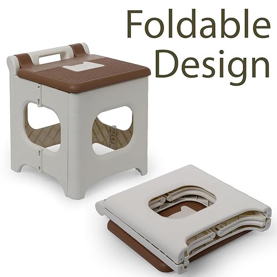 Mammoth Plastic Folding Camping NonSlip Step Stool 100 KG Load Capacity Portable Seat Stool Footrest Home Use Outdoor Travel Picnic Kitchen Garden Bathroom Collapsible Stepping Stool Brown  - Image 2