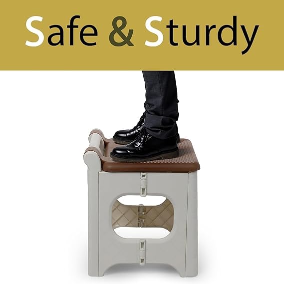 Mammoth Plastic Folding Camping NonSlip Step Stool 100 KG Load Capacity Portable Seat Stool Footrest Home Use Outdoor Travel Picnic Kitchen Garden Bathroom Collapsible Stepping Stool Brown  - Image 5