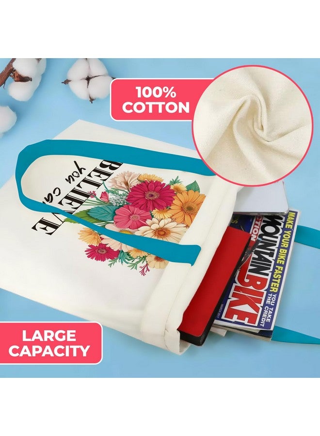 Goelite Motivational Tote Bag For Women With Zipper | Canvas Cloth Totes For Grocery, Shopping, Girls College And Daily Use | Aesthetic Stylist Look Travel Handbag For Multipurpose Use - Image 2
