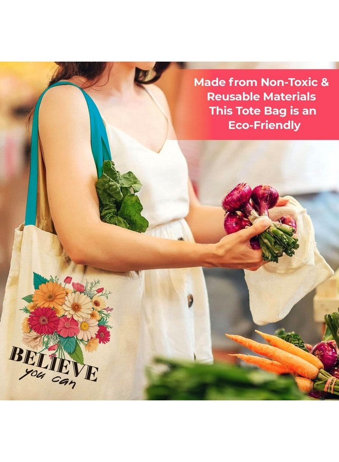 Goelite Motivational Tote Bag For Women With Zipper | Canvas Cloth Totes For Grocery, Shopping, Girls College And Daily Use | Aesthetic Stylist Look Travel Handbag For Multipurpose Use - Image 4