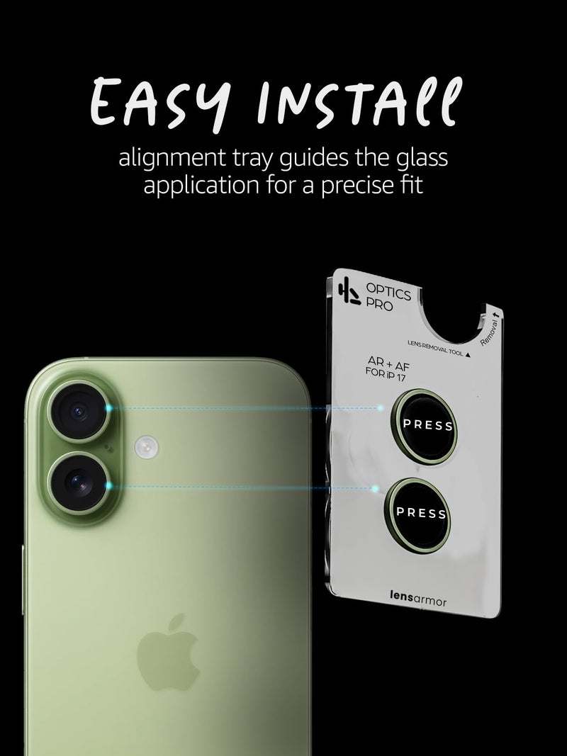 Lensarmor Compatible with iPhone 17 Camera Lens Protector Sage (2-Pack) – 9H Tempered Glass, Military-Grade Anti-Scratch, Case-Friendly, Easy Install Frame - Image 4