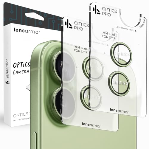 Lensarmor Compatible with iPhone 17 Camera Lens Protector Sage (2-Pack) – 9H Tempered Glass, Military-Grade Anti-Scratch, Case-Friendly, Easy Install Frame - Image 1