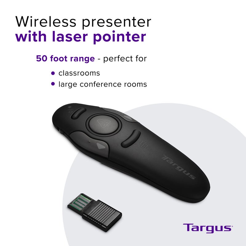 Targus Bluetooth Wireless Presentation Clicker Laser Pointer for Meetings and PowerPoint â€“ Comes with USB Dongle, 50 Foot Range (AMP16US) - Image 2