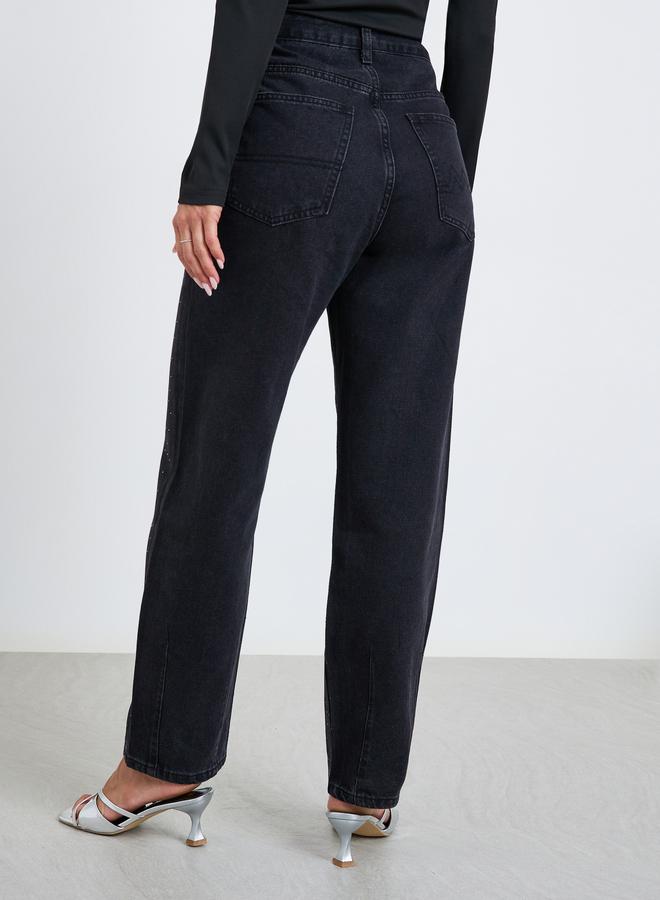 Styli Women Black Diamond Wide Leg Jeans - Image 4