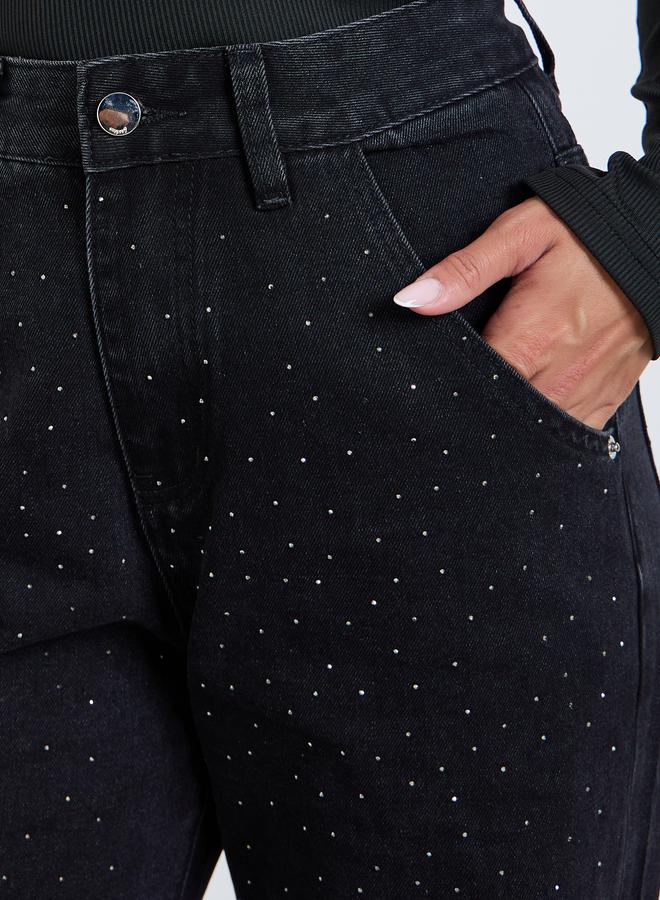 Styli Women Black Diamond Wide Leg Jeans - Image 3