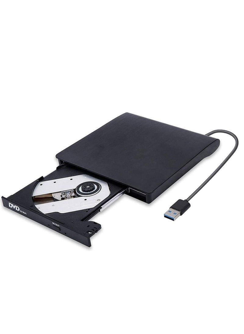 External CD/DVD Drive USB 3.0 CD Player DVD Drive ROM +/-RW Optical Reader Writer Burner for Windows 10/8/7 Linux Mac Laptop Desktop PC MacBook Pro Air iMac Surface Pro Black