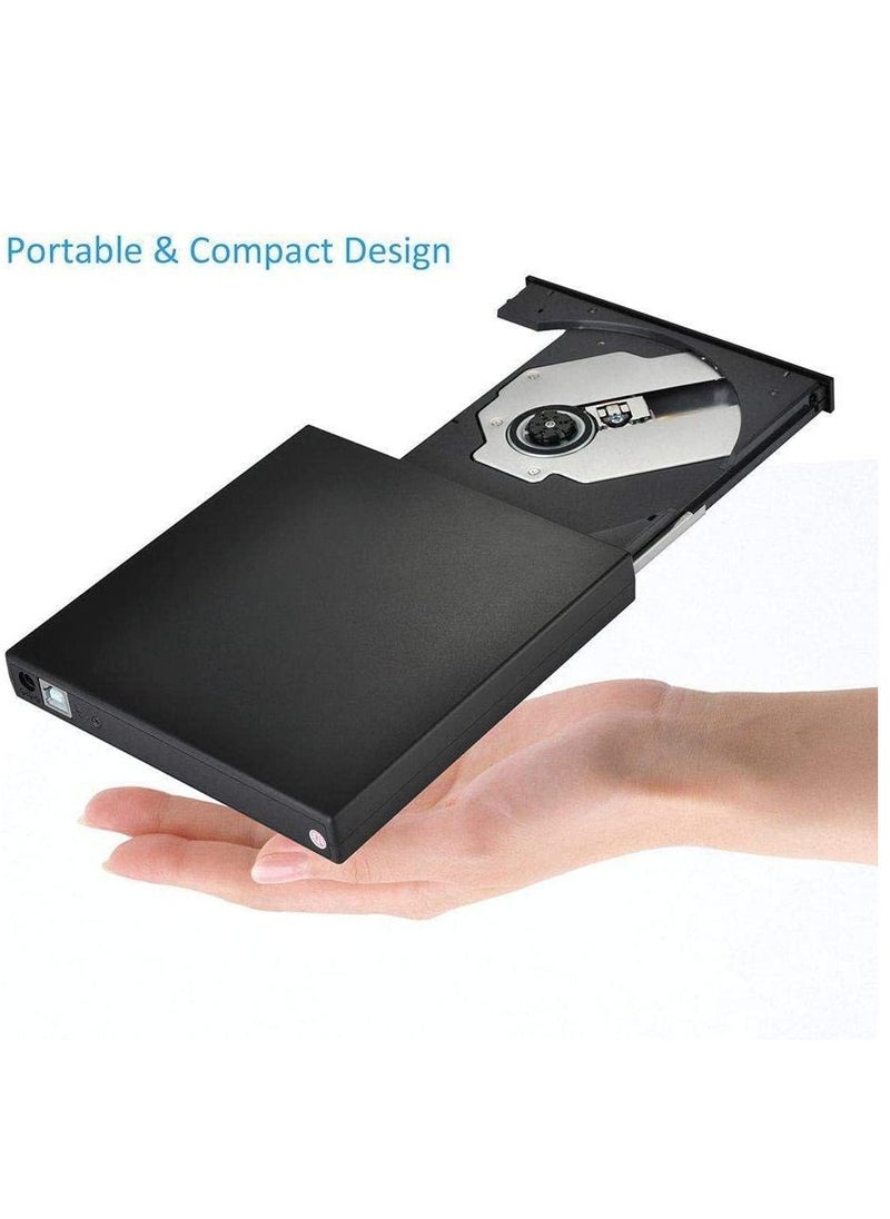 External CD/DVD Drive USB 3.0 CD Player DVD Drive ROM +/-RW Optical Reader Writer Burner for Windows 10/8/7 Linux Mac Laptop Desktop PC MacBook Pro Air iMac Surface Pro Black