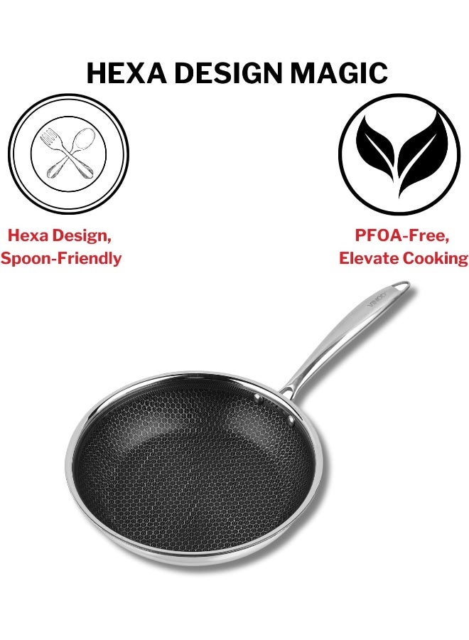 VINOD مقلاة فينود بلاتينيوم ثلاثية الفولاذ المقاوم للصدأ SAS برو - 22 سم (صديقة للحث) - Image 3