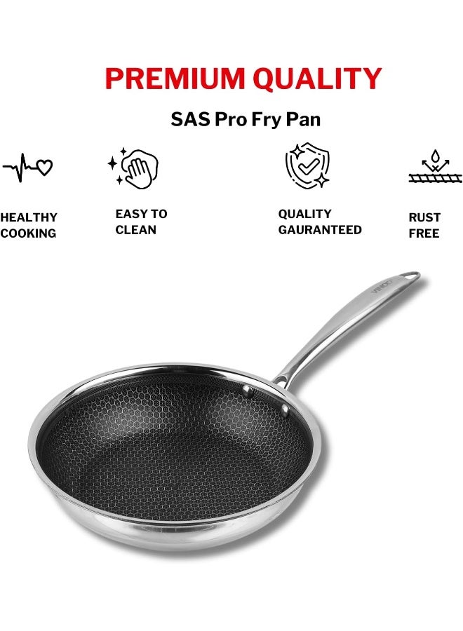 VINOD مقلاة فينود بلاتينيوم ثلاثية الفولاذ المقاوم للصدأ SAS برو - 22 سم (صديقة للحث) - Image 4