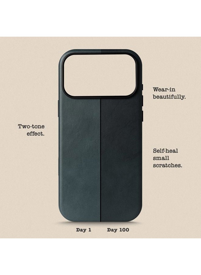 Le Pelle Handcrafted Premium Italian Leather Case for iPhone 17 Pro - [Built-in Camera Control] - Compatible with Magsafe - Two-Tone Effect with Unique Patina Over Time - Mist Blue - Image 5