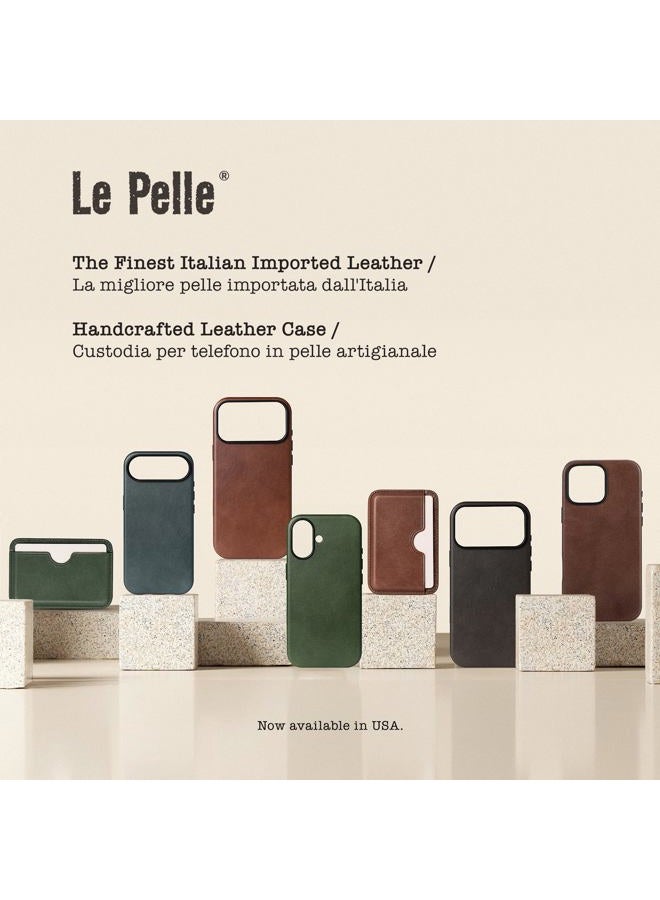 Le Pelle Handcrafted Premium Italian Leather Case for iPhone 17 Pro - [Built-in Camera Control] - Compatible with Magsafe - Two-Tone Effect with Unique Patina Over Time - Mist Blue - Image 2